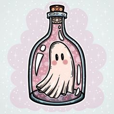 a bottle that has a ghost inside of it