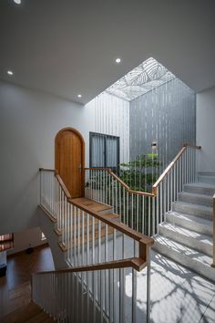 the stairs are made of wood and metal