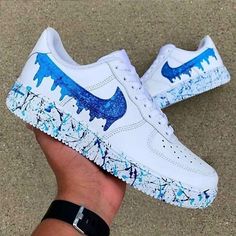 ad eBay - Nike Air Force 1 Custom Hand Painted White Shoes 'Blue Gradient Drip Splatter' - Buy Now, click the link (eBay) Nike Shoes Women Fashion, Custom Sneakers Diy, Air Force 1 Sneakers, Pretty Sneakers, Nike Air Force 1 Custom, Custom Shoes Diy, Nike Shoes Air Force, Nike Fashion Shoes, Preppy Shoes