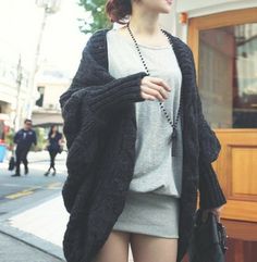 ❤ Cozy Goth Outfit, Cozy Goth, Womens Sweater Coats, Goth Outfit, Loose Knit Cardigan, Batwing Sleeve Top, Knit Sweater Coat, Outwear Coat, Oversized Knitted Sweaters