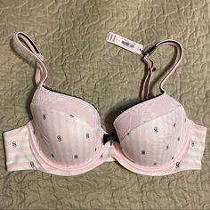 Nwt - Body By Victoria Lined Demi Bra. Underwire, Molded Cups, Back 2 Hook Closure. Lace Trim On Upper Breast Cups. Bling Bra, Vs Pink Bras, Victoria Secret Pink Bras, Pretty Bras, Aesthetic Outfit Ideas, Cute Bras, Cute Comfy Outfits, Demi Bra, Victoria Secret Bras