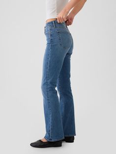 Mid Rise Baby Boot Jeans | Gap Fitted Flare Jeans In Medium Wash, Fitted Flares With Frayed Hem For Fall, Fitted Full-length Medium Wash Flares, Classic Flare Jeans With Frayed Hem For Everyday, Classic Flare Jeans With Frayed Hem, High Rise Medium Wash Fitted Flares, Classic Medium Wash Flare Jeans With Straight Fit, Fitted Classic Flare Jeans With Frayed Hem, Fitted Flares With Frayed Hem And Straight Leg