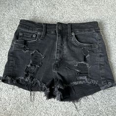 Good Condition. Never Worn. Tv Clothes, Midi Jeans, Cheeky Shorts, Cutoff Jean Shorts, Aeropostale Jeans, Black Jean Shorts, Black Jean, Boyfriend Shorts, Distressed Jean Shorts