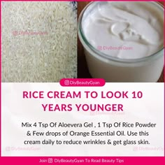 Rice Powder Recipes, Rice Powder For Skin, Rice Powder Face Mask, Rice Cream, Simple Graphic Design, Natural Skin Care Ingredients, Diy Beauty Treatments