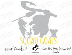 an image of the silhouette of a man with a dog on his back and text saying squad