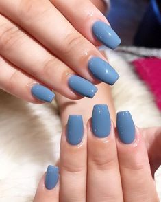 Nails Amazon, Basic Nails, Short Square Acrylic Nails, Blue Nail, Summer Acrylic Nails, Short Acrylic Nails Designs