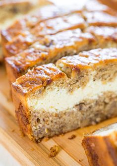 slices of banana bread on a cutting board