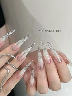 Nail Y2k, Lily Nails, Fantasy Nails, Pointed Nails, Dope Nail Designs, Glamorous Nails