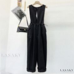 Lasaky - Salt Series Loose Fit Thin Straight Leg Casual Shorts Jumpsuit Wide Leg Overalls Wide Leg Overalls, Loose Fit Jumpsuit, Shorts Jumpsuit, Jumpsuit Wide Leg, Floral Print Jumpsuit, Casual Chinos, Black Overalls, Camisole Dress, Casual Jumpsuit