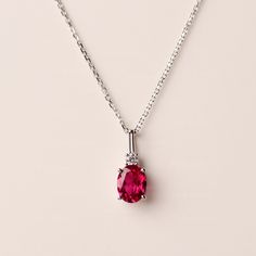 ◆ The pendant is handcrafted from sterling silver and decorated with a dazzling 7x9 mm lab Ruby . It is suitable for engagement/anniversary/daily occasion. ◆ Production Description: Main stone Type: Lab Ruby  Main Stone Shape: Oval Cut Main Stone Size: 7x9 mm(2.35 ct) Side stone: CZ Metal: 925 Sterling silver - Other options available in the drop down menu ◆ Customization: √Free for Add Engraving  √Other Metal Type Available √Other Gemstones & Shapes Available  √Personalization Requests Availabl Elegant Oval Gemstone Solitaire Necklace, Oval Sterling Silver Solitaire Necklace For Wedding, Oval Solitaire Sterling Silver Necklace For Wedding, Oval Ruby Necklace With Brilliant Cut, Oval Pendant Necklace With Prong Setting For Wedding, Formal Oval Gemstone Solitaire Necklace, Anniversary Oval Pendant Necklace With Diamond Cut, Oval Pendant Solitaire Necklace In Sterling Silver For Anniversary, Elegant Oval Sterling Silver Solitaire Necklace