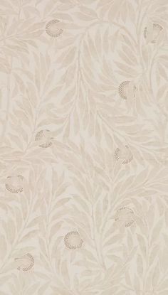 an image of a wallpaper with leaves and flowers in beige colors on white background