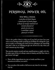 Witches Oil Recipes, Success Oil Recipe Witchcraft, Wicca Oils, Witchy Activities, Witch Oils, Potion Recipes, Magic Oil