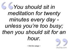 a quote that reads you should sit in meditation for twenty minutes every day unless you're too busy then you should sit for an hour