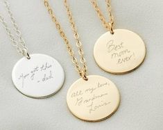 Custom Handwriting necklace Personalized handwritten | Etsy Engraved Necklace Ideas, Engraving Ideas Jewelry, Handwritten Necklace, Handwriting Necklace Custom, Handwriting Gifts, Necklace Inspiration, Engraved Handwriting, Valentine Gift For Wife, Handwriting Necklace