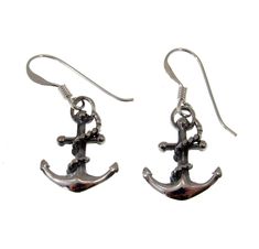 "Handcrafted Solid 925 Sterling Silver Anchor & Rope Drop/Dangle Earrings These awesome drop/dangle earrings feature a 3 dimensional boat anchor with rope wrapped around it.  A great gift or find for lovers of the sea and sand!  If interested, I have a similar pendant in my store and you can make it a set! I have included a photograph of the earrings next to a quarter for size reference.  Pair these earrings with a pendant or chain and show your inner renegade. Item specifics: 1 1/8\" inches in Anchor With Rope, Rope Earrings, Anchor Rope, Silver And Gold Jewelry, Boat Anchor, Rope Wrapped, Drop Dangle Earrings, Fine Jewellery Earrings, Hook Earrings