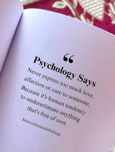 an open book with the words, technology says never express too much love affection or care to someone because it's human tendency