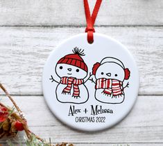 personalized christmas ornament with two snowmen