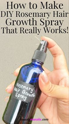 How to make your hair grow fast with your own DIY rosemary hair growth spray that really works! Rosemary Hair Growth Spray, Herbal Diy, Rosemary Hair, Rosemary Water