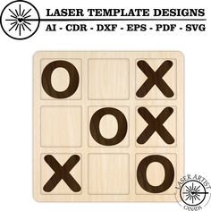 laser templates for wooden tic - tac - toe game with xoxo symbols