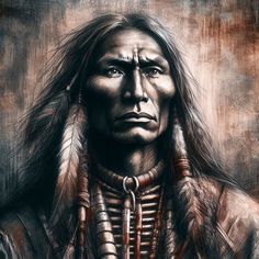 an artistic painting of a native american man