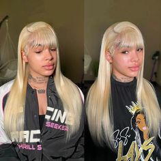 613 Blonde Straight Color Wigs With Bangs Transparent Lace Wig High Quality Remy Hair Deep Side Part, Full Lace Frontal, Colored Wigs, Blonde Wig, Wigs With Bangs, Remy Hair, Lace Frontal, Lace Frontal Wig, Frontal Wigs