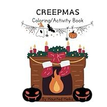 a fireplace with candles and stockings on it in front of a banner that says crepmass coloring activity book