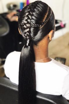 Braids Goddess, Braids Ideas, Easy Hairstyles For Medium Hair, Braided Ponytail Hairstyles, Ponytail Styles, Short Hair Styles Easy