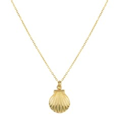 A cast scallop shell pendant necklace on a fine chain.The high polished gold finish radiates with a metallic shine.The versatility of this necklace means you can pair with a simple cashmere sweater, or as a statement necklace for an evening look.An essential for those that covet delicate jewellery.A festival and holiday essential which looks great worn by the pool over a bikini, or with a flowing maxi dress.Finished with lobster clasp and size adjuster for ease of wear. Materials: 925 Sterling s Gold Shell Necklace, Oversized Hoop Earrings, Delicate Jewellery, Mermaid Pendant, Scallop Shell, Printed Jewelry, Scallop Shells, Evening Look, Gold Print