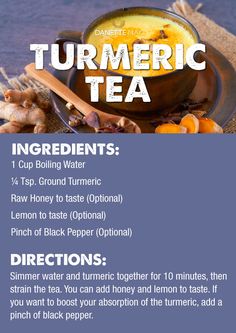 an advertisement for turmeric tea with instructions