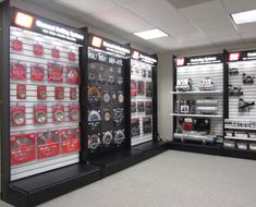 there are many items on display in the store