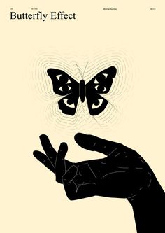 a hand holding a butterfly with the words butterfly effect on it's face in front of