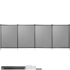 a room divider with four panels on each side and three bars at the bottom