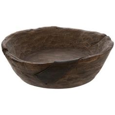 a wooden bowl is shown on a white background