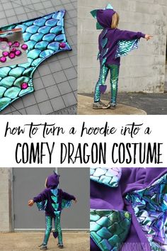 how to turn a hoodie into a comfy dragon costume for kids and adults