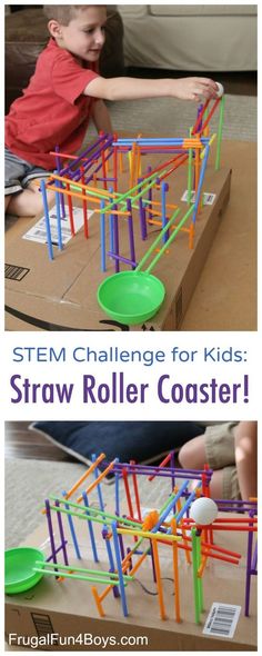 Engineering Project for Kids: Build a Straw Roller Coaster! Use straws to create… Teaching Stem, Steam Projects, Project For Kids, Steam Activities, Engineering Projects, Stem Challenges, Stem Projects