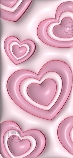 some pink hearts on a white background