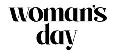 the words woman's day written in black on a white background