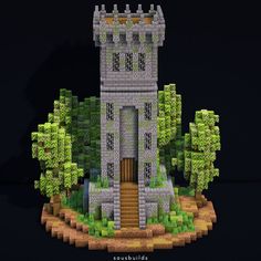 Castle Towers Minecraft, Minecraft Medieval Watch Tower, Minecraft Forest Village, Castle Tower Minecraft, Minecraft Lookout Tower, Medieval Tower Minecraft, Minecraft Watch Tower, Watch Tower Minecraft, Minecraft Castle Tower