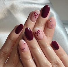 Bow Nail Art, Retro Nails, Hippie Nails, Simple Gel Nails, Minimal Nails, Pretty Gel Nails, Red Nail, Types Of Nails