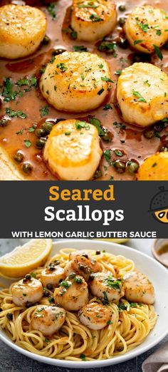 seafood scallops with lemon garlic butter sauce