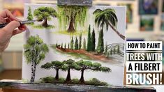 how to paint trees with a filbert brush