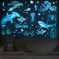 glow in the dark sea animals and fish wall stickers