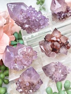 Chunky Purple Spirit Quartz Crystal Points & Clusters From South Africa Cactus Quartz, Main Point, Crystal Aesthetic, Rock City, Spirit Quartz, Table Nightstand, Pretty Rocks, Witchy Things, Gadgets And Gizmos