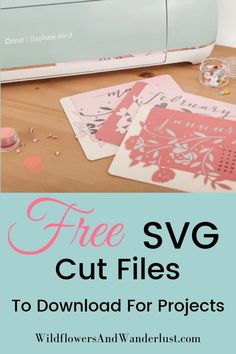 the free svg cut files for silhouettes and cricut machines with text overlay that reads, free svg cut files to download for projects