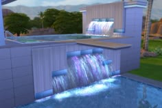 Sims 4 Pool, Mod Pool, Sims 4 House Building, Pool Waterfall