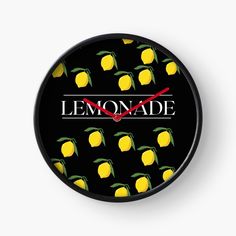 a clock with lemons and the word lemonade on it