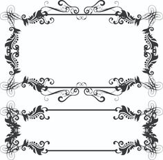 four black and white frames with scrolls