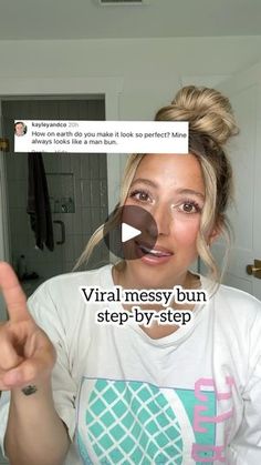 18K reactions · 2.2K shares | Not the man bun! Here’s a step-by-step tutorial for this viral messy bun. Let me know if it helps! 
-
#messybuntutorial #messybunlife #topknots #topknotbun #topknots #hairbun #trendyhairstyles #trendyhairstyle #trendyhair2024 #viralmessybun #messybunhack #hairhack | Lainey Ostrom | laineyostrom · Original audio Diy Messy Bun For Long Hair, How To Do A Cute And Easy Messy Bun, Messy Bun Tutorial For Layered Hair, How To Make The Perfect Messy Bun, Messy Bun For Thinner Hair Tutorial, Messy Bun Anleitung, High Bun Tutorials, Viral Tiktok Messy Bun, How To Bun