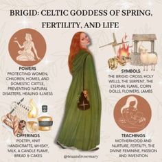 a woman in a long green dress with words describing the different things that are inside her