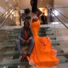 Orange Mermaid Prom Dress, Orange Prom Dress, Orange Mermaid, Girl Prom, Orange Prom Dresses, Mermaid Prom Dresses Lace, Prom Dresses Long Pink, Prom Dresses Long Mermaid, Spaghetti Strap Prom Dress